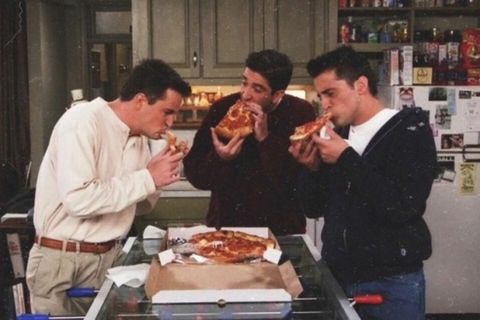 friends eat pizza takeaway coolum